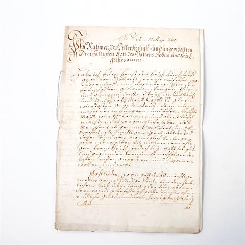Wien 1740 / 1741 - Testament und Kodizill von Felix Ernst Graf von Mollarth,
