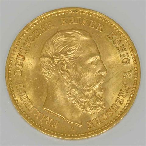 Preußen - 10 Mark 1888/A, Friedrich III, GOLD,