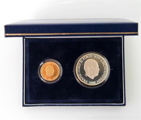 Liechtenstein - 10 Franken (Silber) und 50 Franken (Gold), Franz Joseph II, 1988,