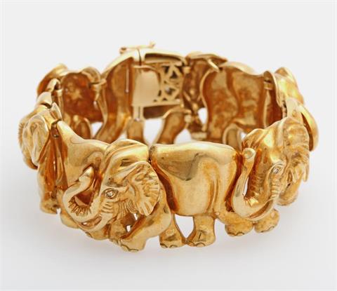 WEMPE Armband "Elefanten". GG 18K, partiell bes. mit kleinen Diamanten.