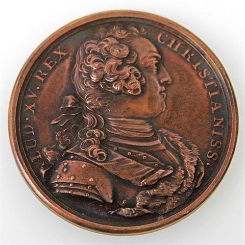 Bronzemedaille Frankreich - Auf die Eroberung des Gebietes um Mailand von J. Chr. Roettiers 1733,