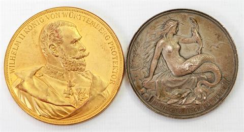 Württemberg - Medaille: Goldene (vergoldete) Verdienstmedaille um die Fischerei, v. Mayer & Wilhelm, Stuttgart.