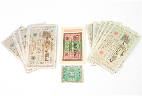 Banknoten - Konvolut Reichsbanknoten, darunter auch Alliierte Militärbehörde,