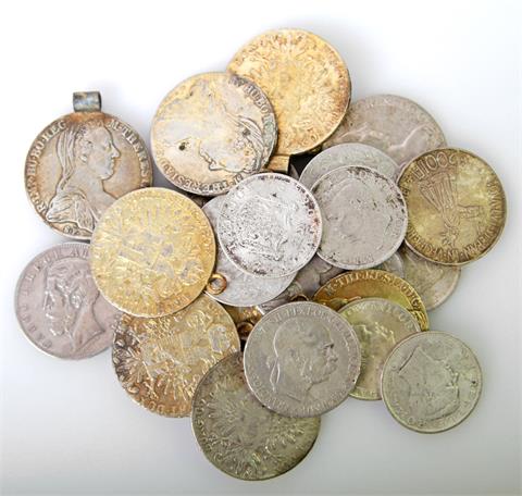 Österreich / Rumänien - Konvolut von 12 SILBERmünzen und 10 Maria Theresia Taler,