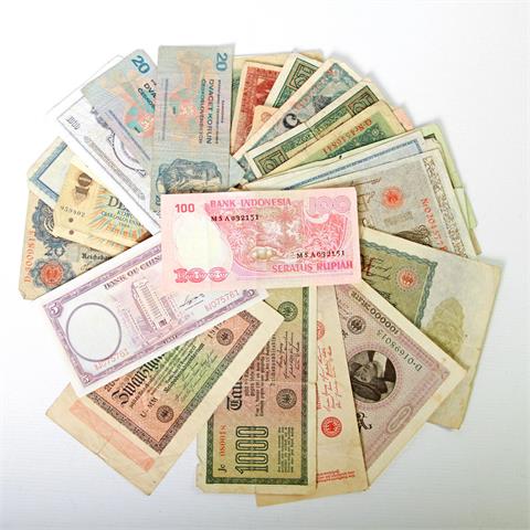 Banknoten - Konvolut von ca. 40 Stück, darunter auch China 5 Yuan 1937,