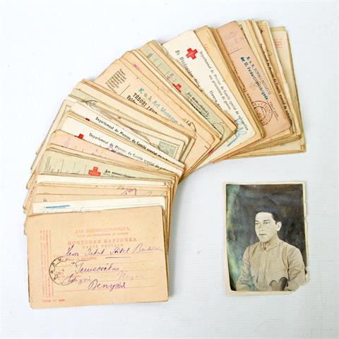 Russland / Ungarn - I. Weltkrieg - ca. 140 Postkarten und ein Foto schwarzweiß. Korrespondenz wohl zwischen Sohn in