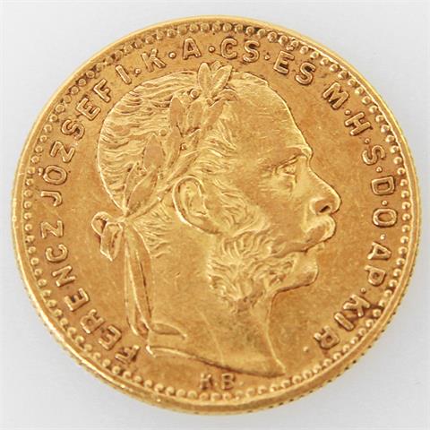 Ungarn/GOLD - 8 Forint 1889, Kremnitz,
