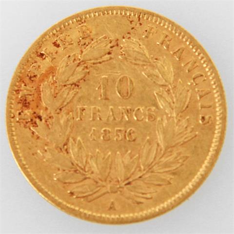 Frankreich/GOLD - 10 Francs 1856 A, Napoleon III.,