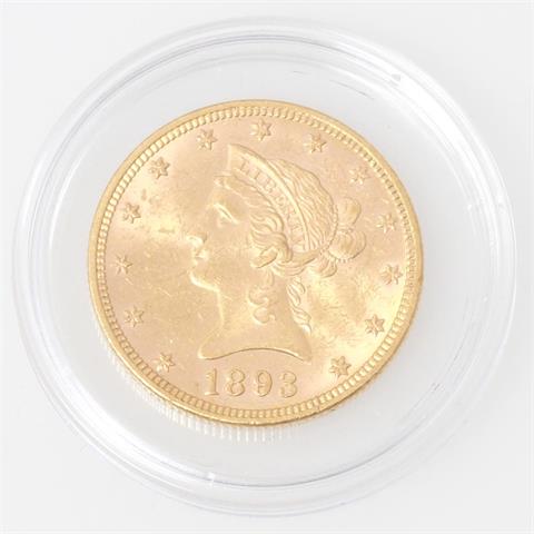 USA - 10 Dollars 1893 Liberty Head / Eagle,