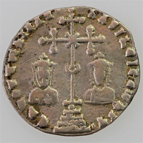Byzanz / Basil II. (976-1025) - Miliaresion , Konstantinopel, Kreuz mit den Büsten von Basil II. und Constantin VIII. - EN