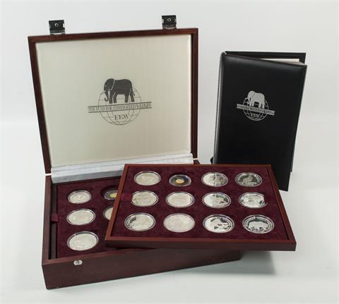 F.E.W. Sammlung in Holzbox, The Fund for Endangered Wildlife, Offizielle Silber Gedenkmünzensammlung,