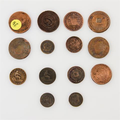 Brasilien - Kupfermünzen: 20 Reis (1809), 80 Reis (1809), 40 Reis 1827, 1829, 1830, 20 Reis 1868, 1869, 1900, 40 Reis 1875, X