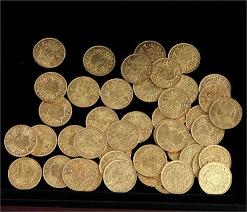 Schweiz/GOLD - Konvolut: 44 x 20 Franken Vreneli, alle Jg. 1935,