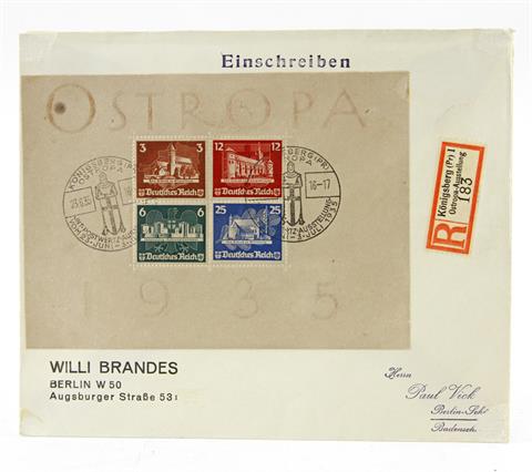 Briefmarken - Deutsches Reich. Block 3 als FDC auf Brief.