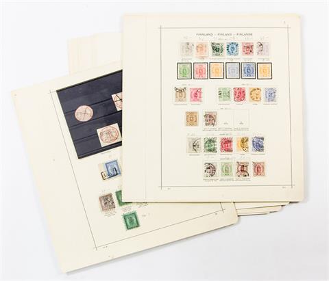 Briefmarken - Finnland Sammlung auf 11 alten Blättern.