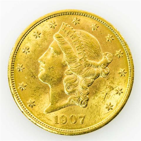 USA/GOLD - 20 Dollars 1907, Liberty Head,