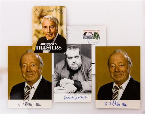 Autographen - Schauspieler: Heinz Rühmann (2 x), Helmut Qualtinger, Johannes Heesters.