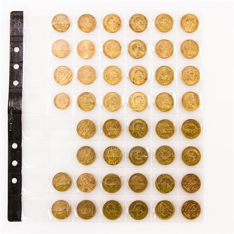Frankreich/Napoleon III. GOLD - Konvolut: 45 x 20 Francs (darunter auch Belgien, Italien), 19. Jh.,