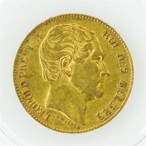 Belgien - 20 Francs, Leopold II, 1865 (Brüssel), GOLD,
