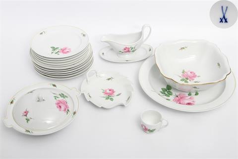 MEISSEN Speiseservice 'Rote Rose', 20. Jhd.