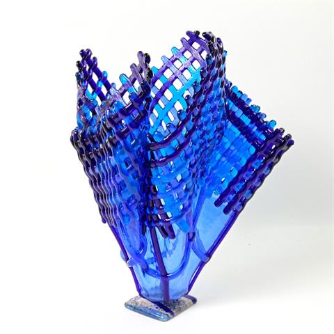 SENT, CESARE (20. Jh.), Design-Vase, blaues Glas, Italien/Murano 20./21. Jh.