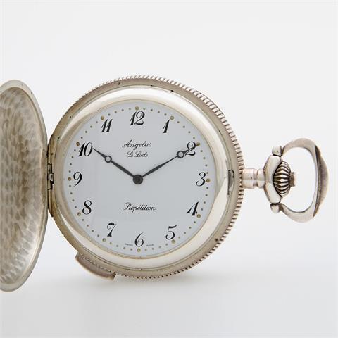 ANGELUS (Le Locle) Taschenuhr mit Repetition, Savonette, Silber 925 (auch SD), außen aufw. verziert.