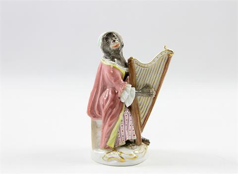 MEISSEN Figur aus der Affenkapelle "Affe mit Harfe", 20.Jh., 1.Wahl,