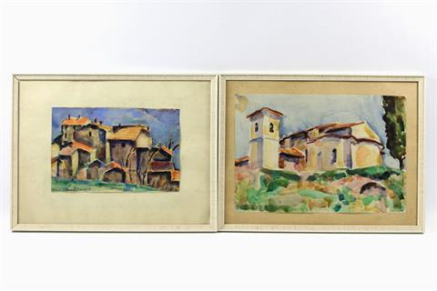 KUHN, WALTER (1916-2007): 2 Aquarelle " Obino/Sant'Ilario", u.a. 1931.
