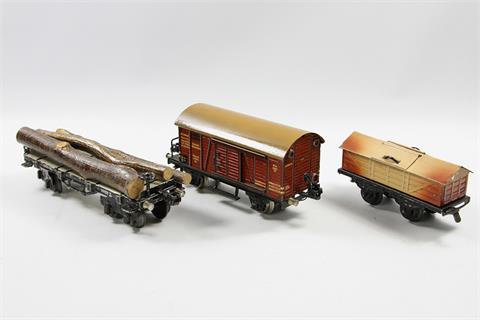 MÄRKLIN Güterwagen Nr. 17910 und Rungenwagen 1953 St., Spur 0,