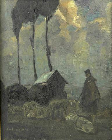 URACH, ALBERT FÜRST VON (1903-1969): Schäfer mit seiner Herde bei Nacht, 1921.