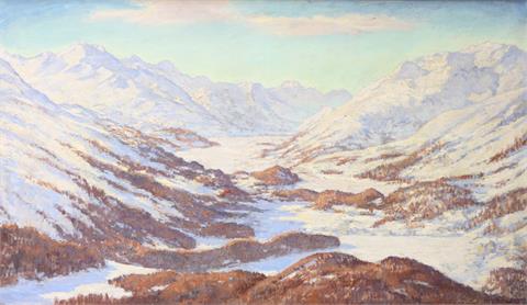 OSSWALD, FRITZ (1878 - 1966): Engadin im Winter - mit Blick auf St. Moritz.