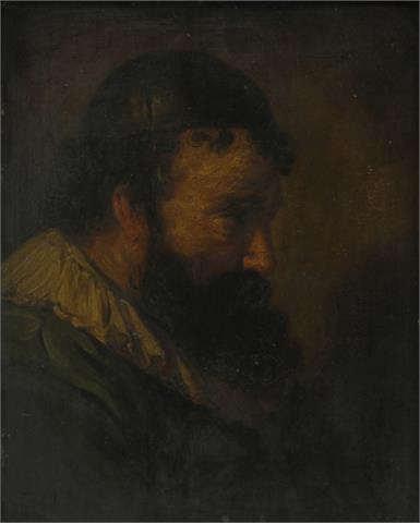 WOHL FLÄMISCH, 17. /18. Jh.: Portrait eines Bärtigen (eines Hofnarren?) in altem Galerierahmen mit sächsisch-kurfüstlichem