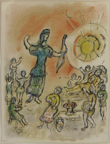CHAGALL, MARC (1887-1985): 1 Bl. aus der Serie "Odyssee" von Homer: "Penelope bringt den Freiern den Bogen Odysseus", 1972-1974,