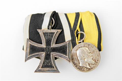 Württemberg - 2-er Schnalle mit Eisernem Kreuz 2. Klasse 1914 und