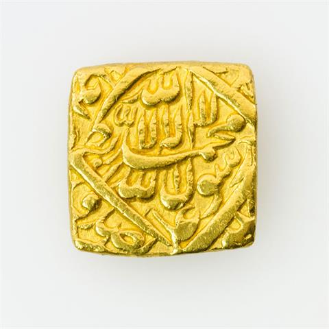 Indien Mogulnreich- 1 Mohur GOLD, Jalal ed-din Muhammad Akbar, (1556-1605) Av - Mohur als Temple Token, Muhammad Badshah Gazi/