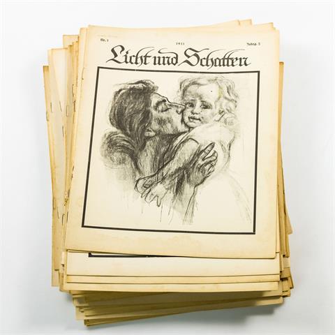Grafikzeitschrift 1911-1913 'Licht und Schatten', u.a. mit Zeichnungen Spitzwegs und Schlesien-Ausgabe, umfangreiche