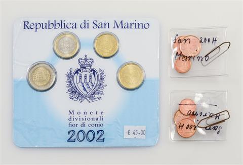 San Marino - Minisatz 2002, 20 Cent bis 2 Euro,
