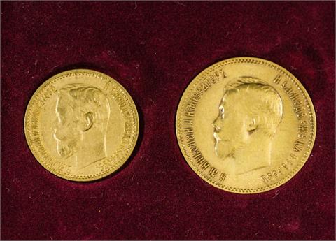 Russland - Konvolut, GOLD: 5 Rubel 1898/r und 10 Rubel 1901/r,