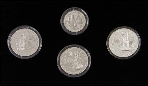 Russland - 1991, 4 Münzen, PT/Pl/Ag, 250 Jahre Entdeckungen Amerika / Russland,