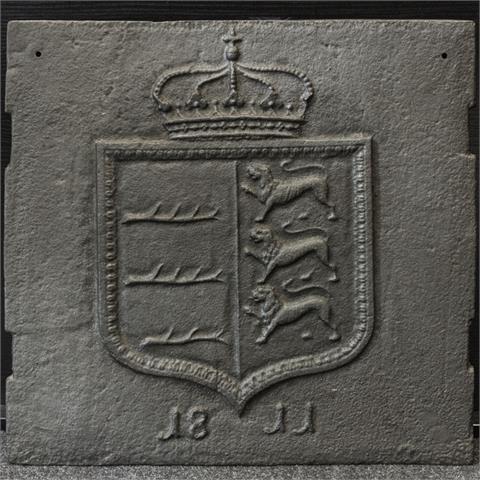 Wappen des Königreichs Württemberg als gusseiserne Ofenplatte, massiv,