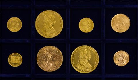 GOLD - Konvolut von 7 Goldmünzen und einer Medaille,