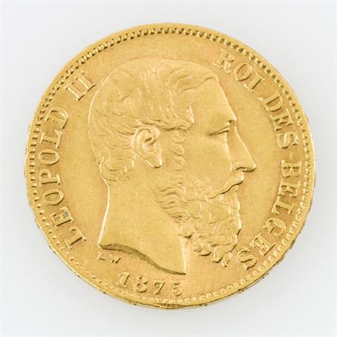 Belgien/GOLD - 20 Francs 1875, Leopold II.,