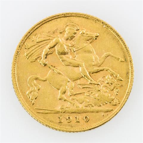 Großbritannien/GOLD - 1/2 Sovereign 1910, Edward,