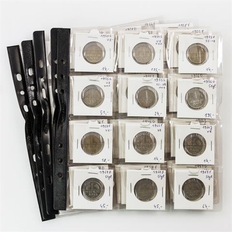 BRD - Kursmünzensammlung 1 DEM, 60 Stück,