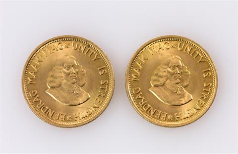Südafrika/GOLD - Konvolut: 2 x 2 Rand 1966,