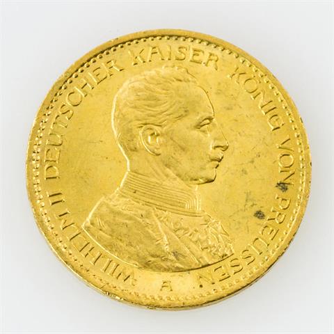 Preussen/GOLD - 20 Mark 1914, Wilhelm II. in Uniform,