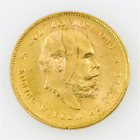 Niederlande/GOLD - 10 Gulden 1877, König Wilhelm III.,