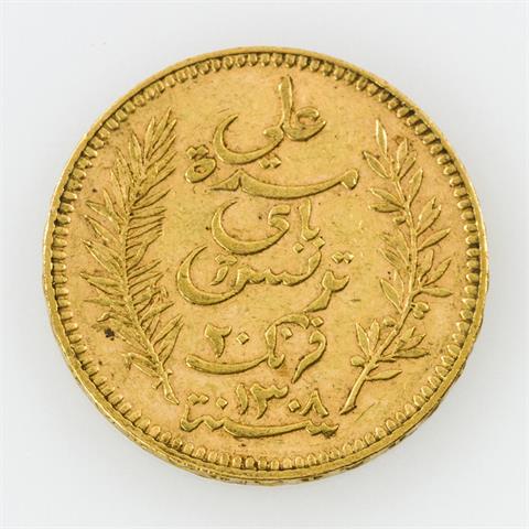 Tunesien/Französisches Protektorat/GOLD - 20 Francs 1891 A,