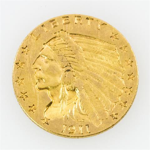 USA/GOLD - 2 1/2 Dollars 1911, Indian Head,