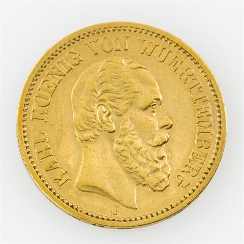 Württemberg/GOLD - 20 Mark 1873 F, König Karl,